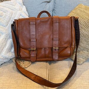 Genuine Leather Messenger Briefcase Shoulder Strap Bag- Good Condition!